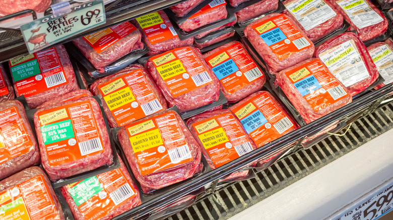 Ground beef at a Trader Joe's on display