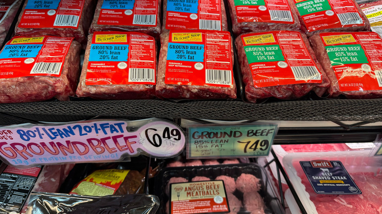 Trader Joe's meat section, with ground beef mostly