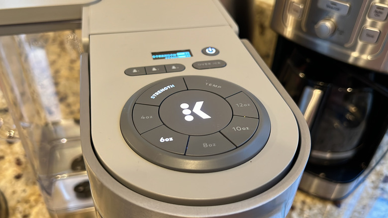 Controls on a Keurig coffee machine