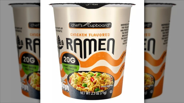 cup of Chef's Cupboard chicken-flavored ramen noodles
