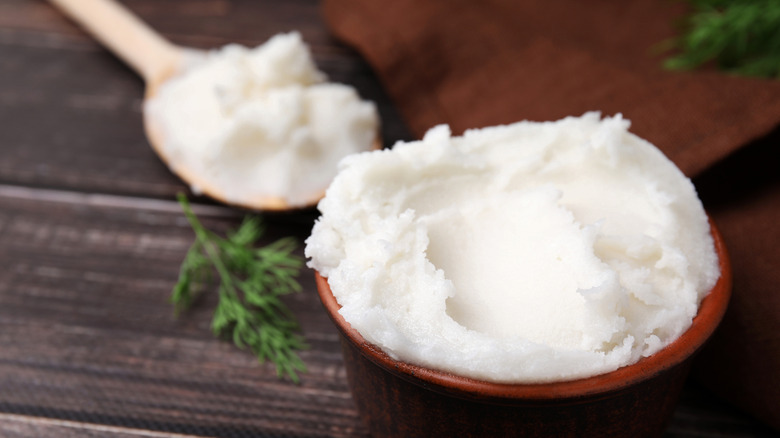 Pork lard in a bowl