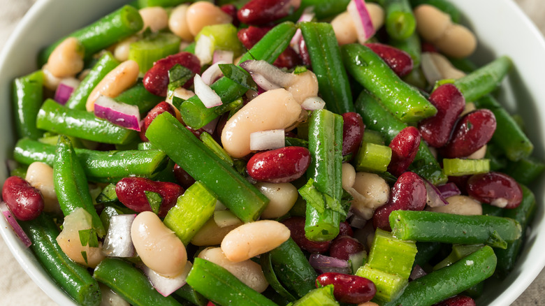 Closeup of three bean salad