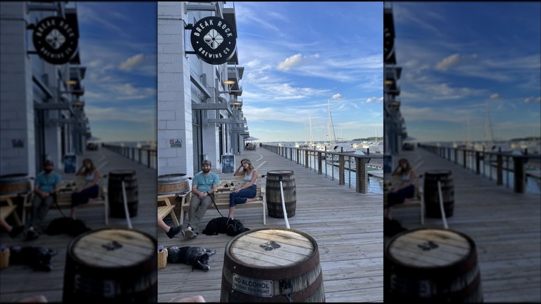 Patio of Break Rock Brewing in Quincy, Massachusetts