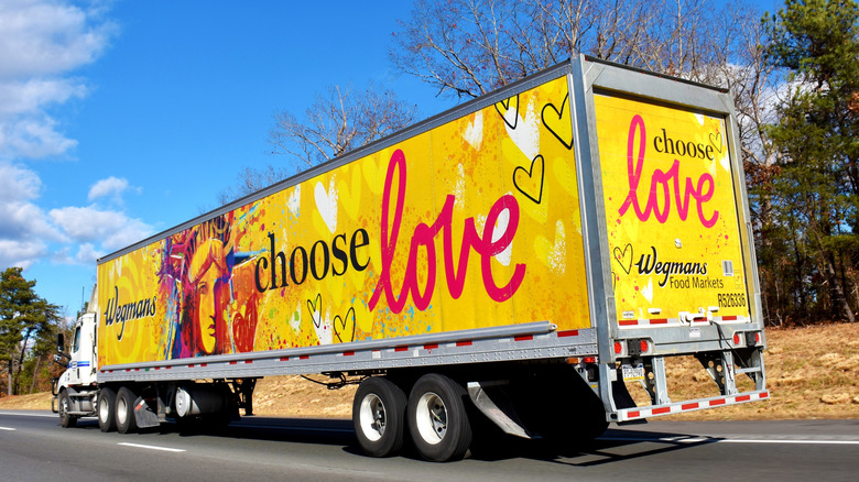 Wegmans semi-truck driving down highway