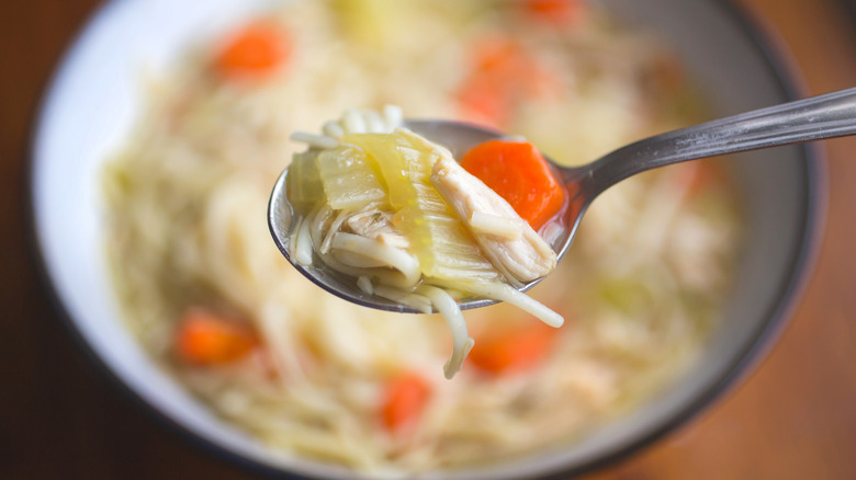 Bowl of chicken noodle soup