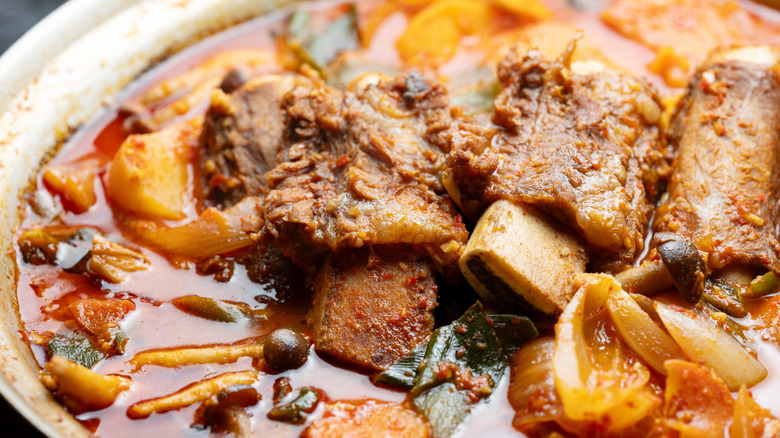 Spicy braised short ribs, Korean food