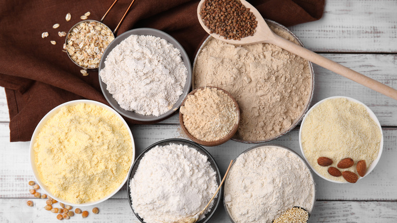 Bowls with different types of flours
