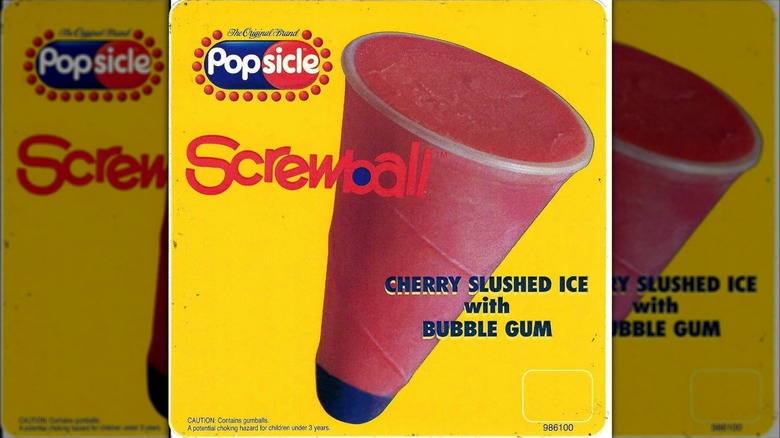 Ad for Popsicle ScrewBall ice cream treat, mirrored