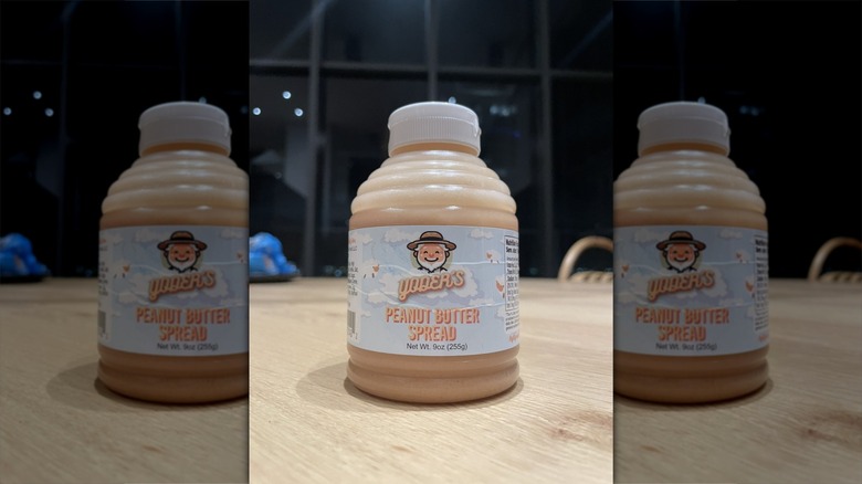 two local brand jars of Amish Old Fashioned Peanut Butter Spread also known as Church Spread