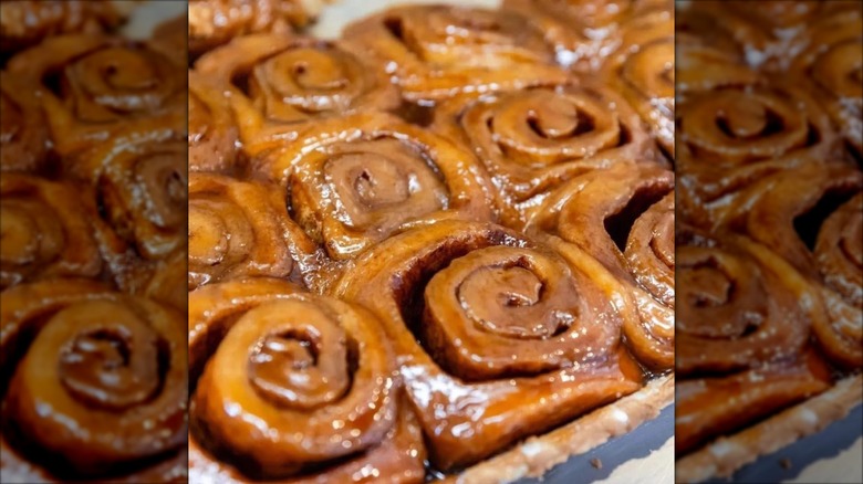Amish sticky buns in a tray