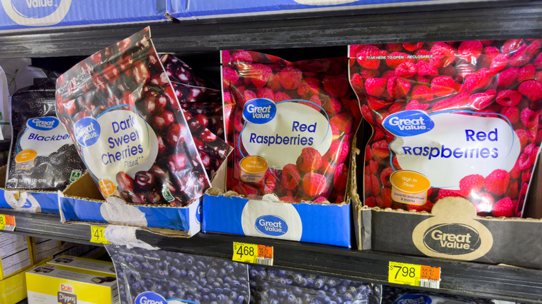 great value frozen fruit in store cooler