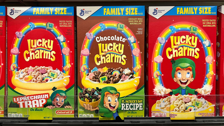 family sized boxes of lucky charms