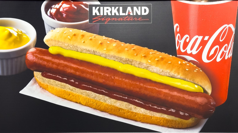 A closeup shot of the hot dog combo from a Cotsco food court menu.
