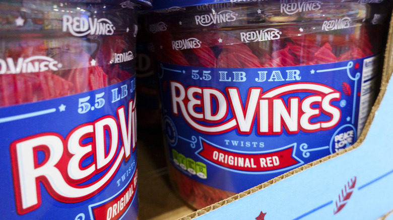 5.5 pound Red Vines jars on store shelf