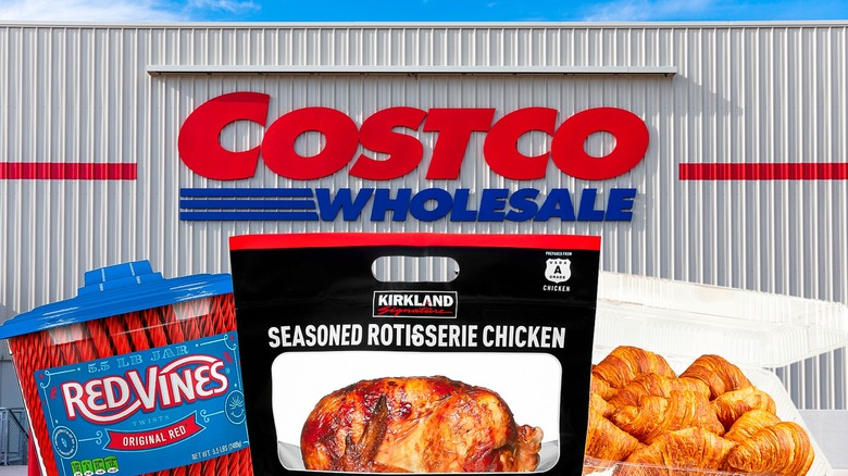 Costco Warehouse with Red Vines, rotisserie chicken, and croissants