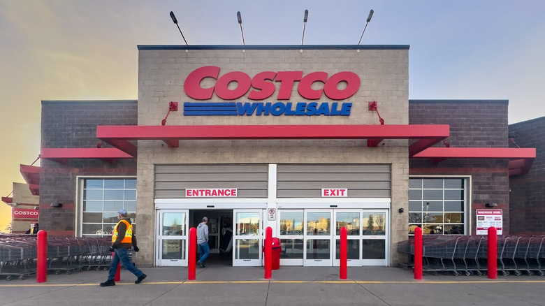 Costco storefront at sunset