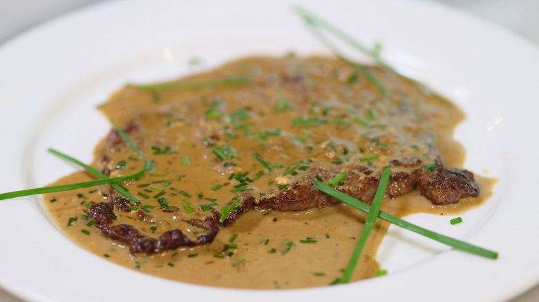 Steak diane on a plate