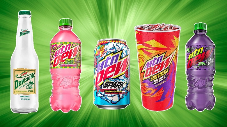 Lineup of discontinued Mountain Dew varieties