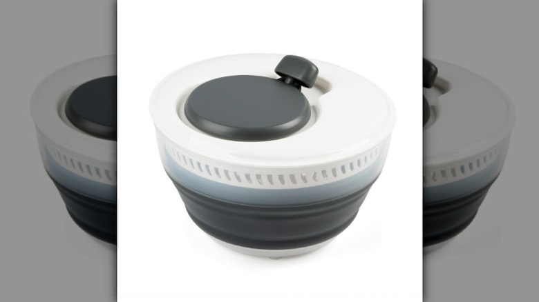 Prep Solutions collapsible salad spinner on a white background.