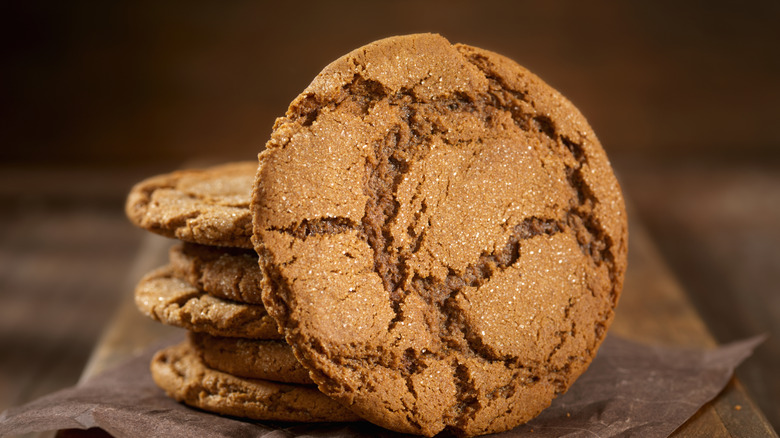 Gingersnap cookies on piece of wax paper