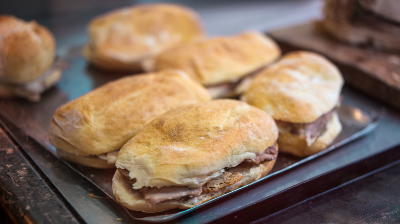 Pork sandwiches on tray