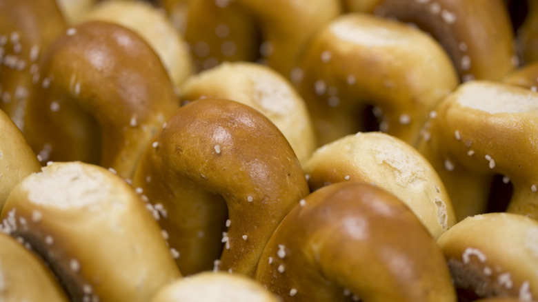 Close-up of soft pretzels