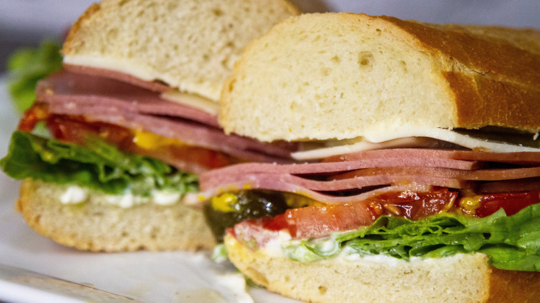 Hoagie cut in half