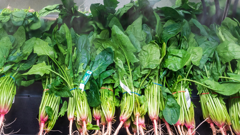 Chinese Spinach vegetables on display