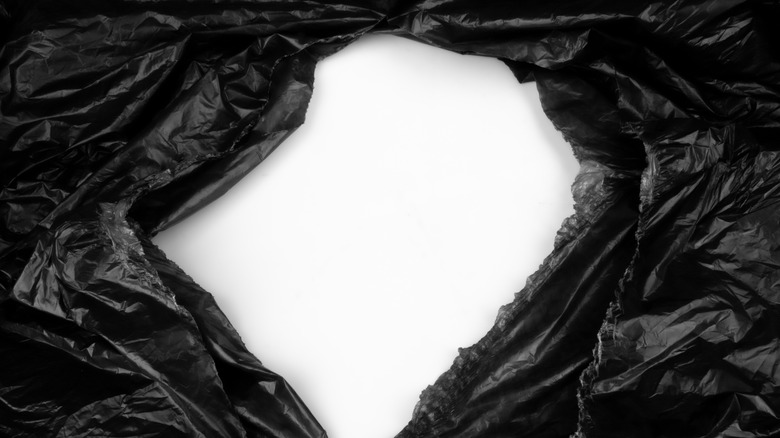 Plastic bag material molded into a form