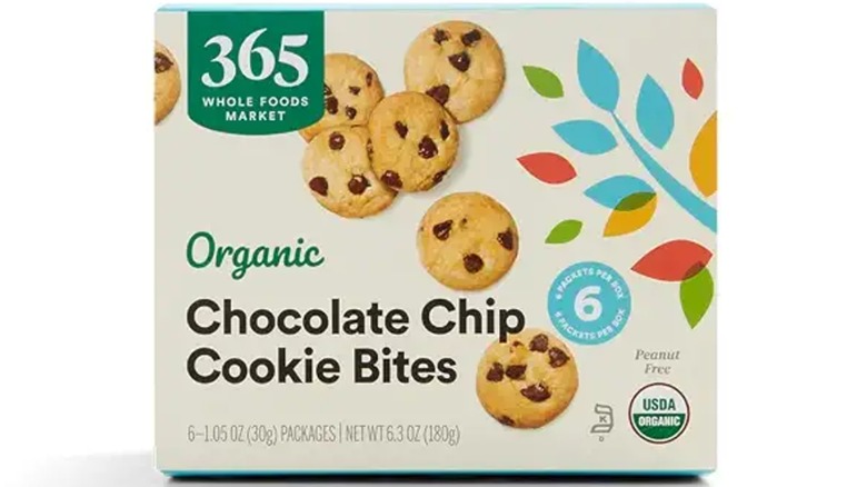 Product photo of box of Organic Chocolate Chip Cookie Bites from Whole Foods 365 brand