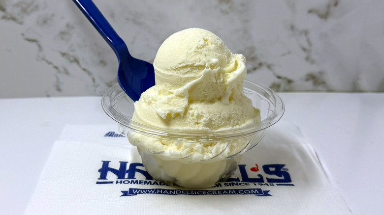 a small dish of Handel's vanilla ice cream