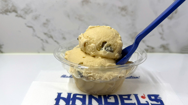 a small dish of Handel's salty caramel truffle ice cream