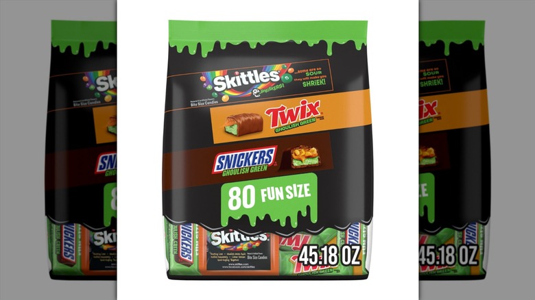 Mars Ghoulish Green Halloween Candy Variety Pack on a white background.