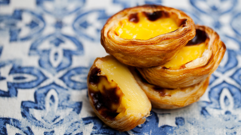 A pile of Portuguese egg tarts