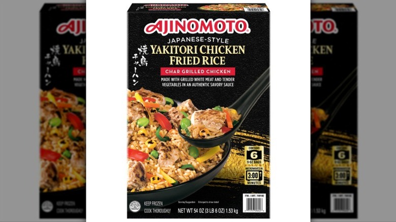 A box of Ajinomoto Yakitori Chicken with Japanese-Style Fried Rice on a white background.