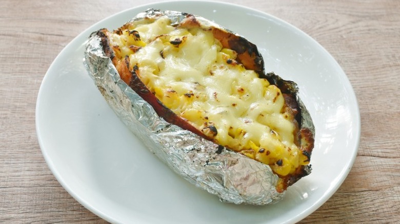 baked potato wrapped in foil