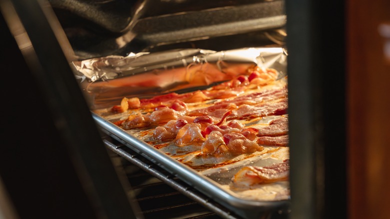 Bacon strips in the oven