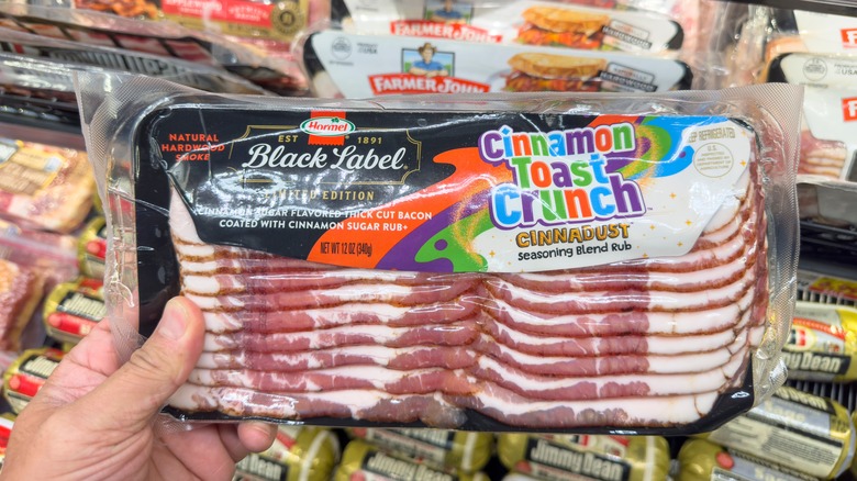 Package of flavored bacon