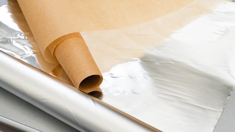 Parchment paper and aluminum foil