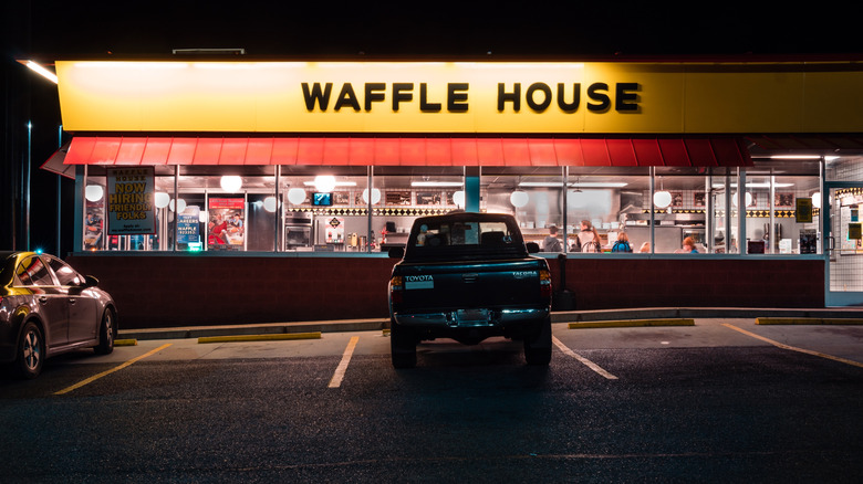 Waffle House restaurant at night