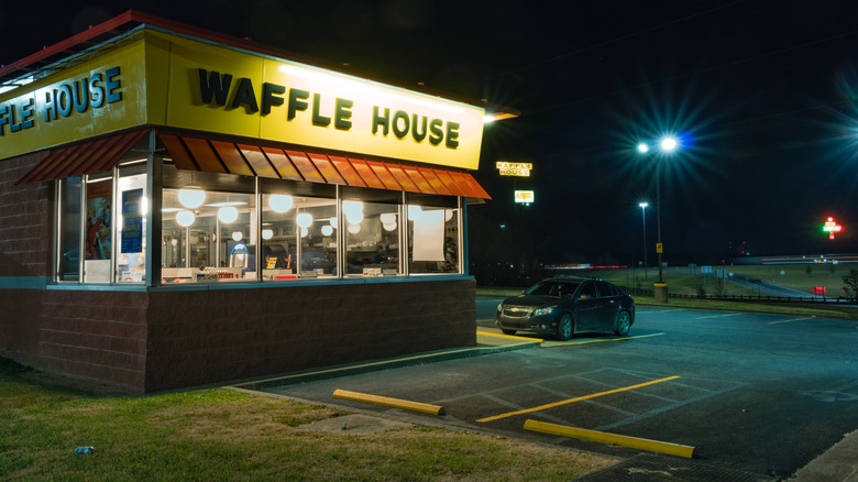 Waffle House restaurant at night