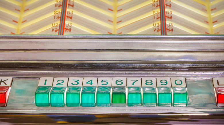 button panels on a a vintage jukebox