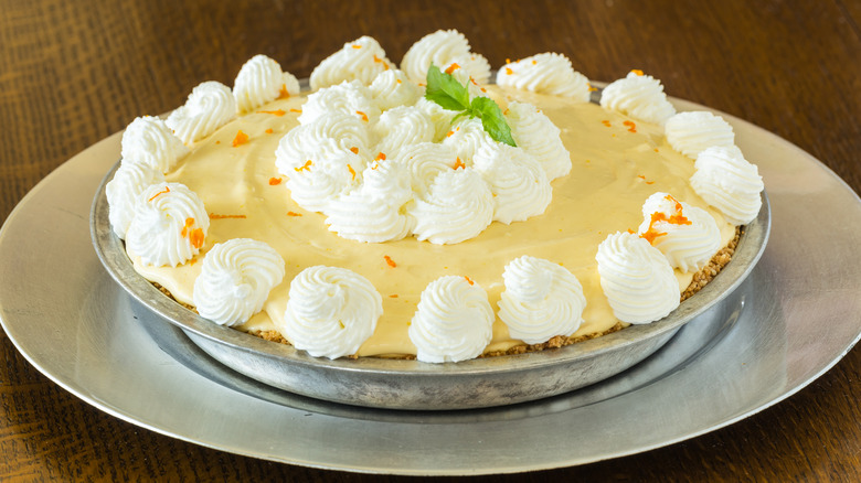 Orange chiffon pie in dish