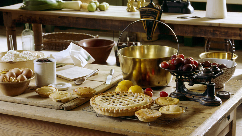 Classic desserts on historic table