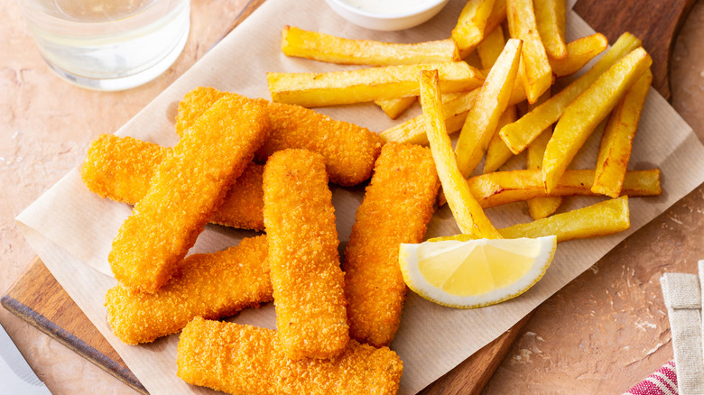 Fish sticks and french fries on a plate