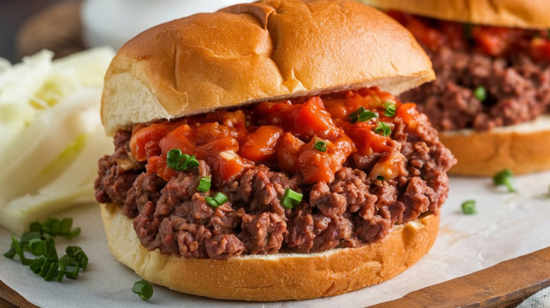 A sloppy Joe on a bun