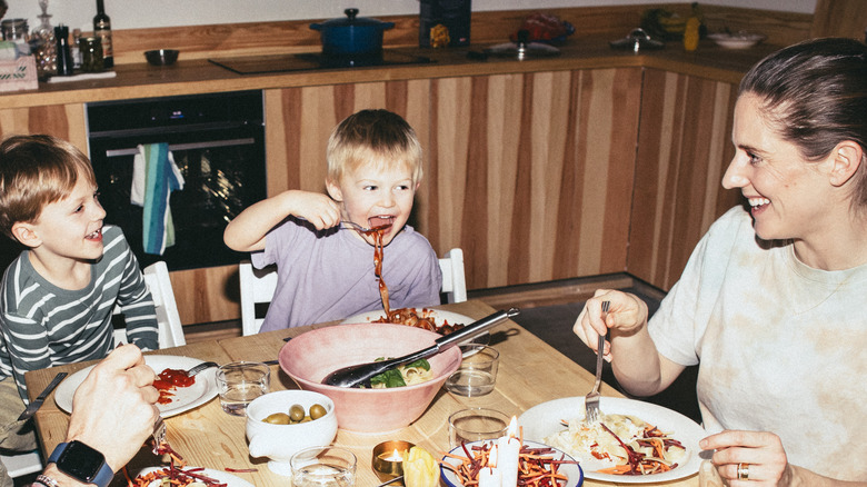 vintage photo of a family meal