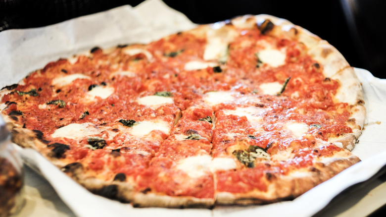 Tomato pizza pie from Frank Pepe