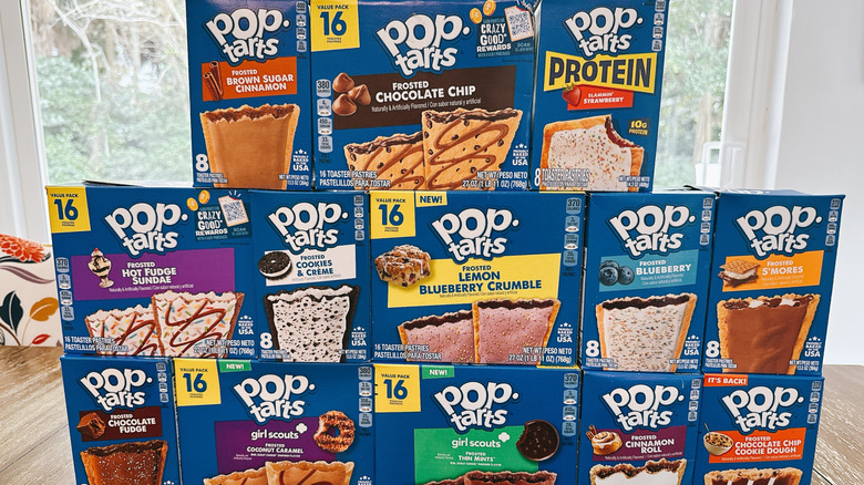 A pyramid of Pop-Tart boxes in different flavors