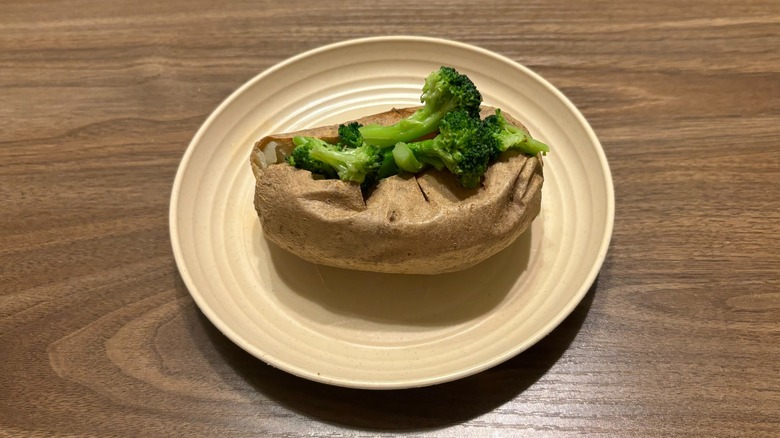 baked potato with broccoli on plate